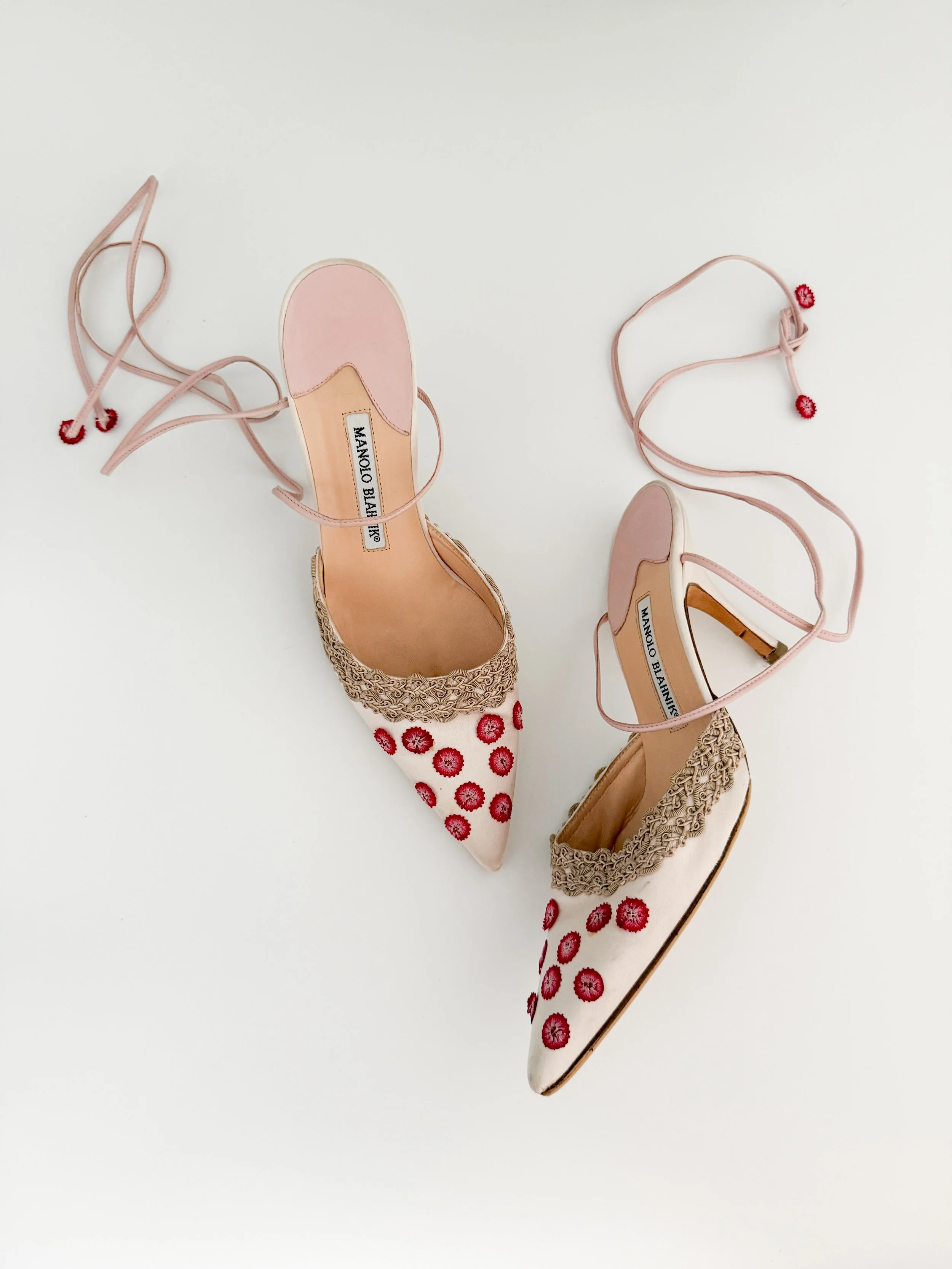 Manolo Blahnik Basketball Reworked Orange Leather Sandal Heels (US